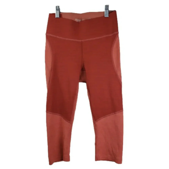 Outdoor Voices Capri Leggings Sz S Burnt Orange Color Block Athletic Activewear - Picture 1 of 7